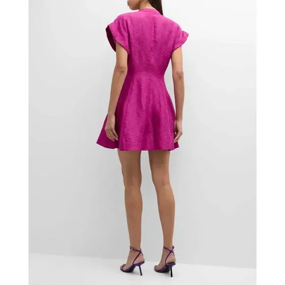 Derek Lam 10 Crosby Christina Short Sleeve Mini Dress in Hibiscus Purple NEW 4 S